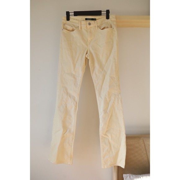 Lauren Ralph Lauren Denim - Lauren Ralph Lauren Mid Rise Straight Jeans Womens 6 beige Denim Button Zip